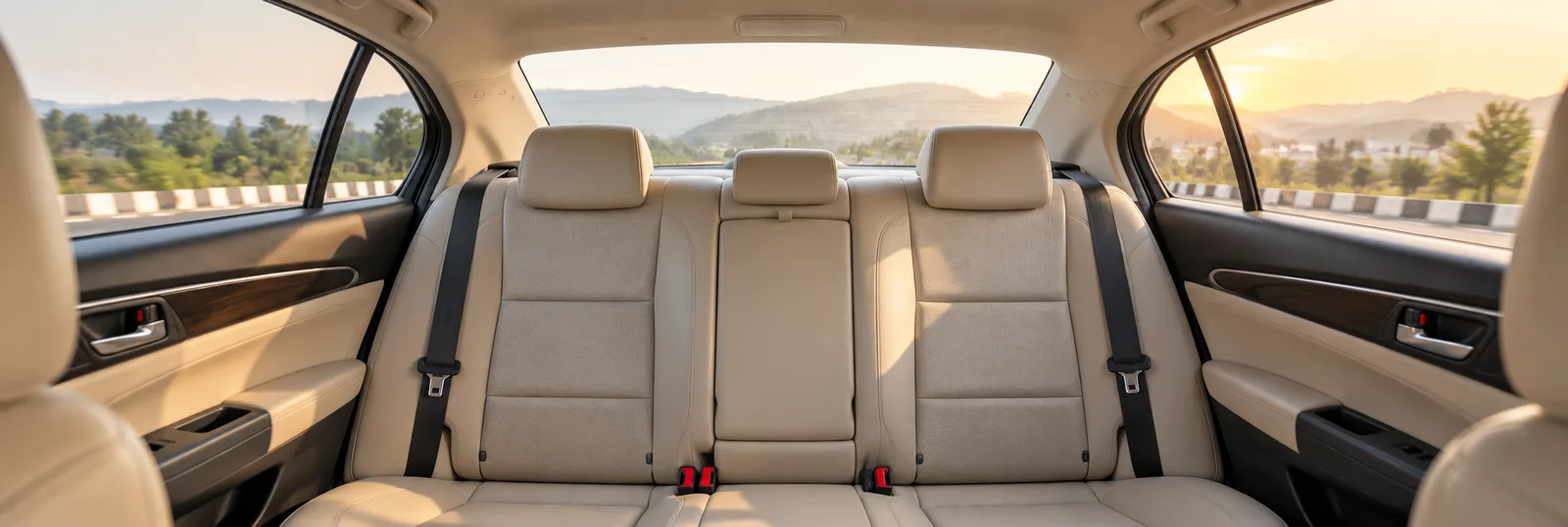 The interior of a chauffeur-driven rental car